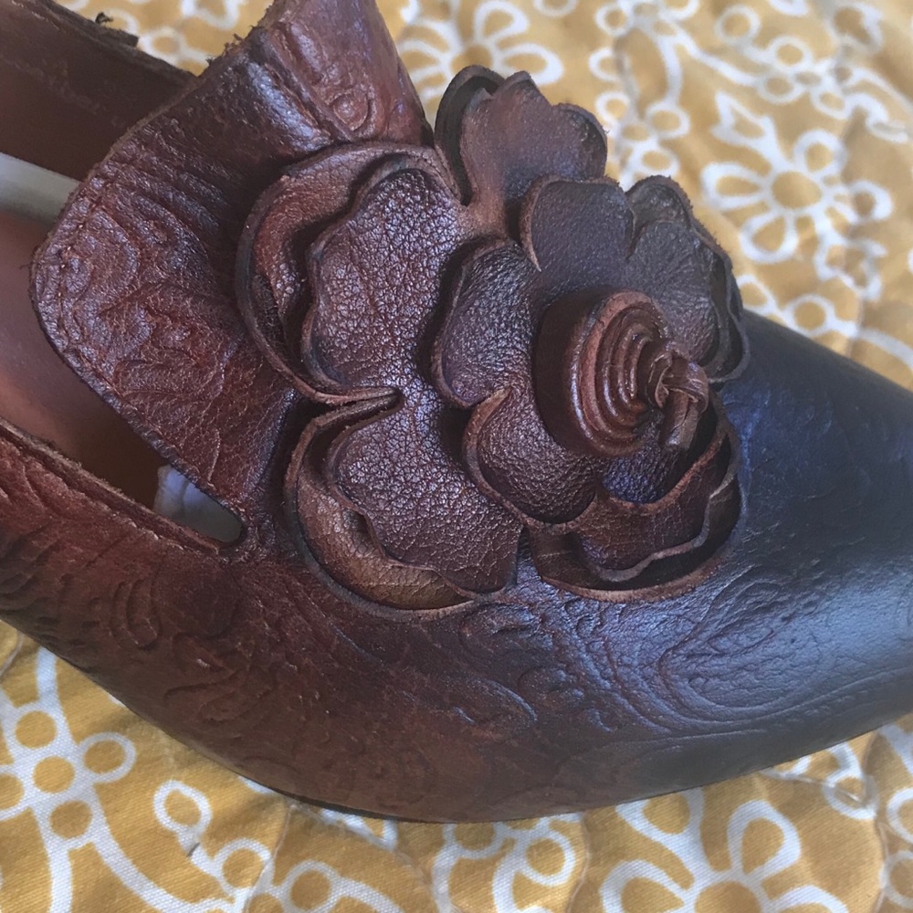 Spring Step Brown Floral Embossed Shoes - Picture 8 of 11